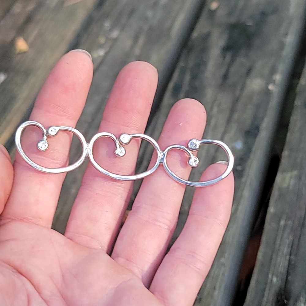 Unique Silver Tone Multi Finger Ring Statement Ri… - image 4